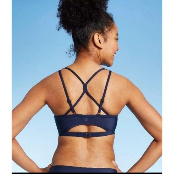 All in Motion Tie back Bralette bikini top Navy Size S - Picture 2 of 10